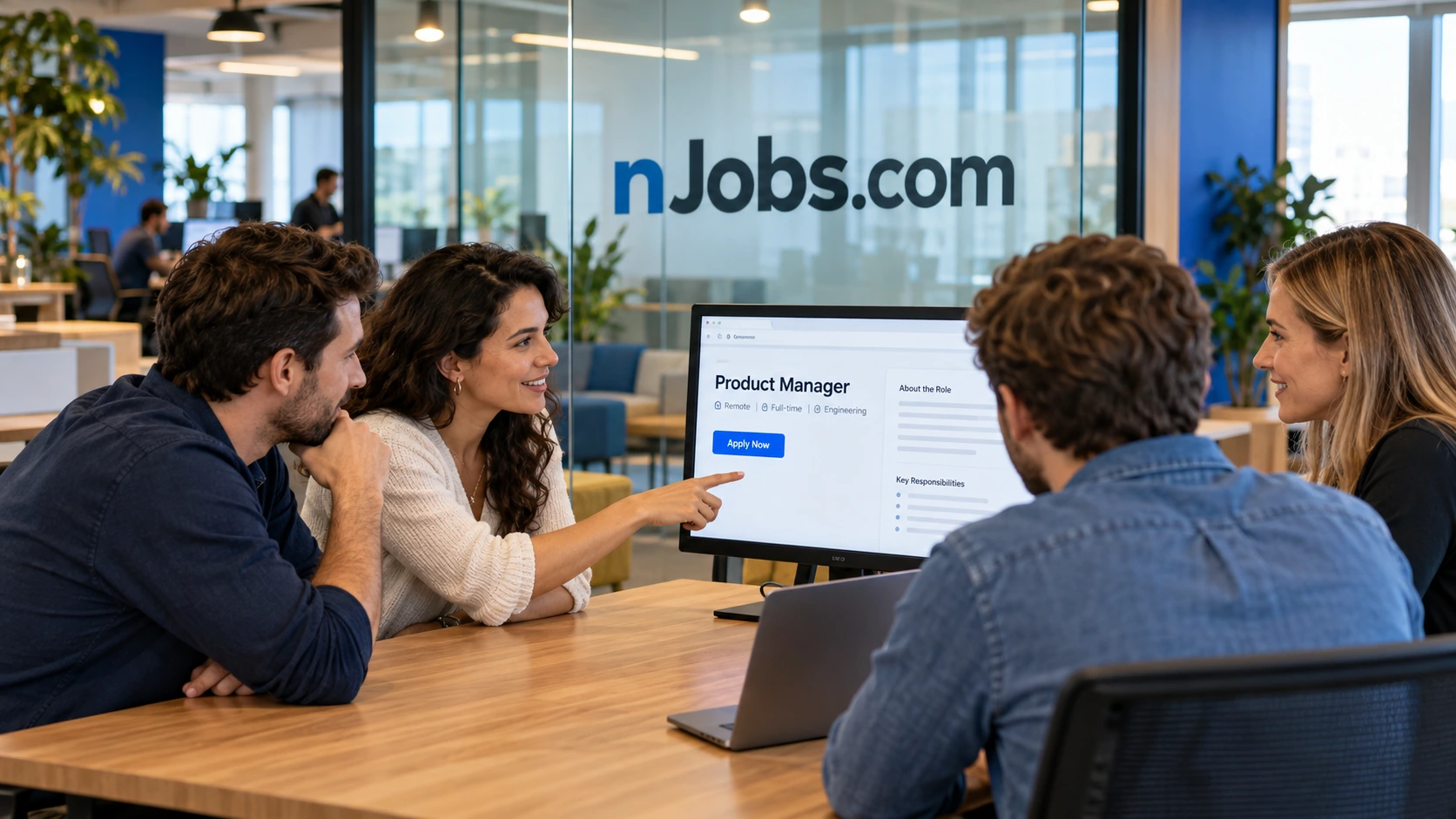 Product team collaborating on a recruiting workspace
